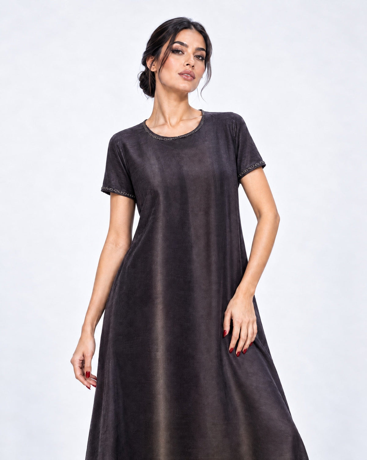 FW25R199-PR1 – فستان من الحرير المغسول بالبنفسجي – MIRA Y MANO