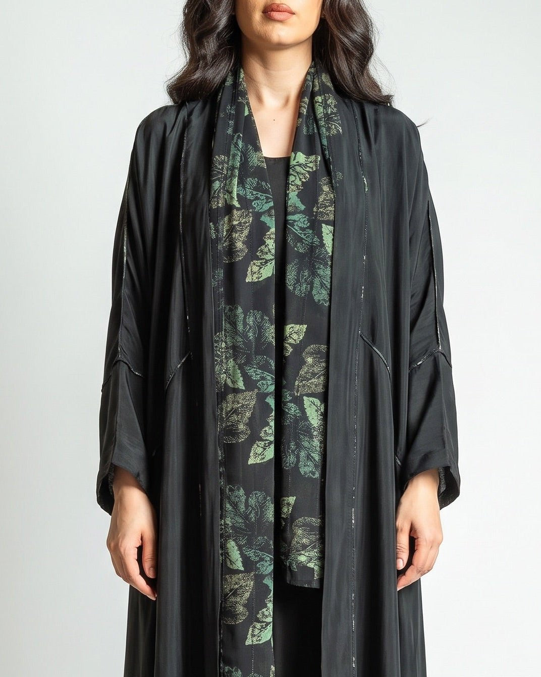 SS25R011-BG – Black Washed Silk Abaya – Product image 2