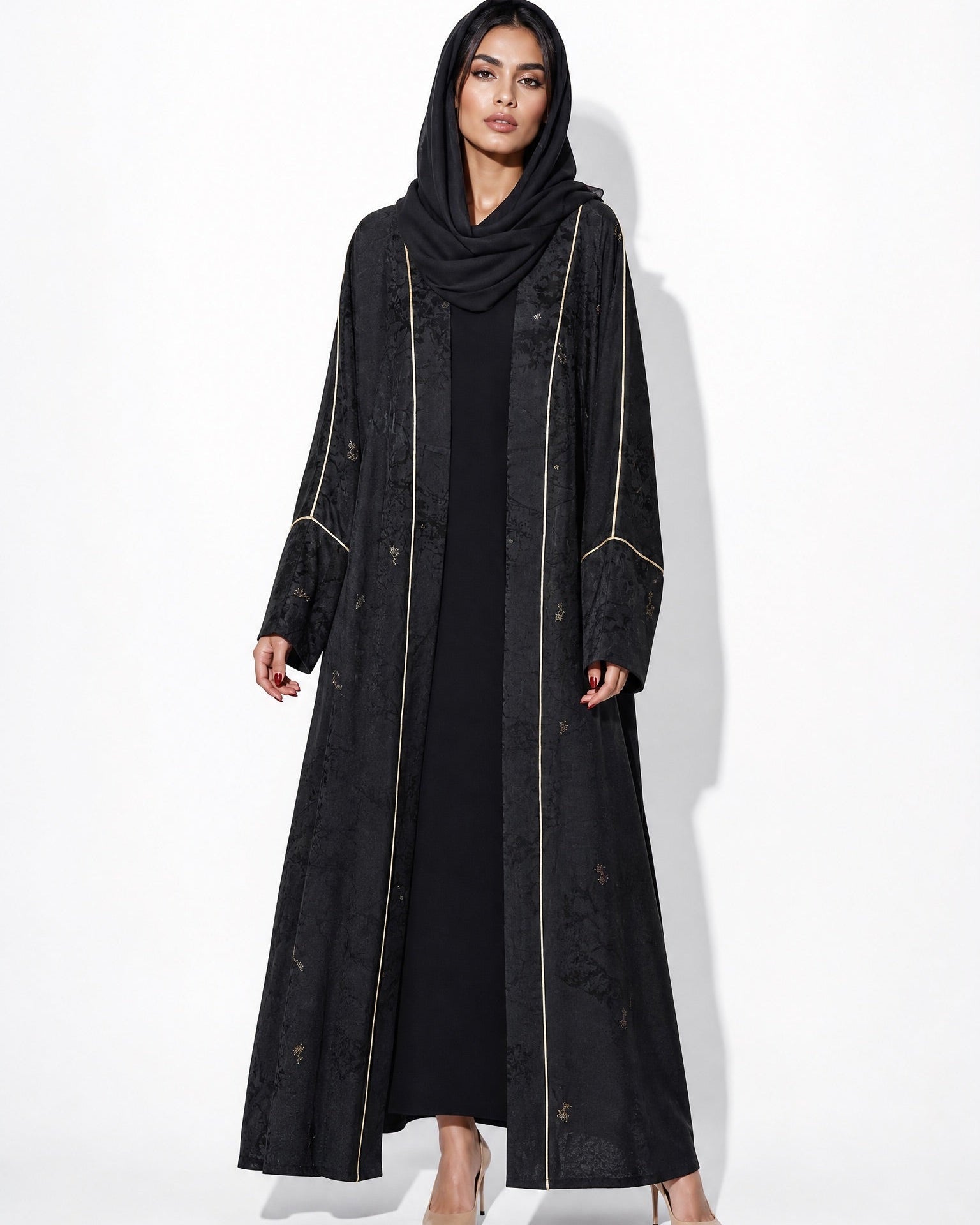 SS25R012-BK – Abaya - RIBBON - MIRA Y MANO