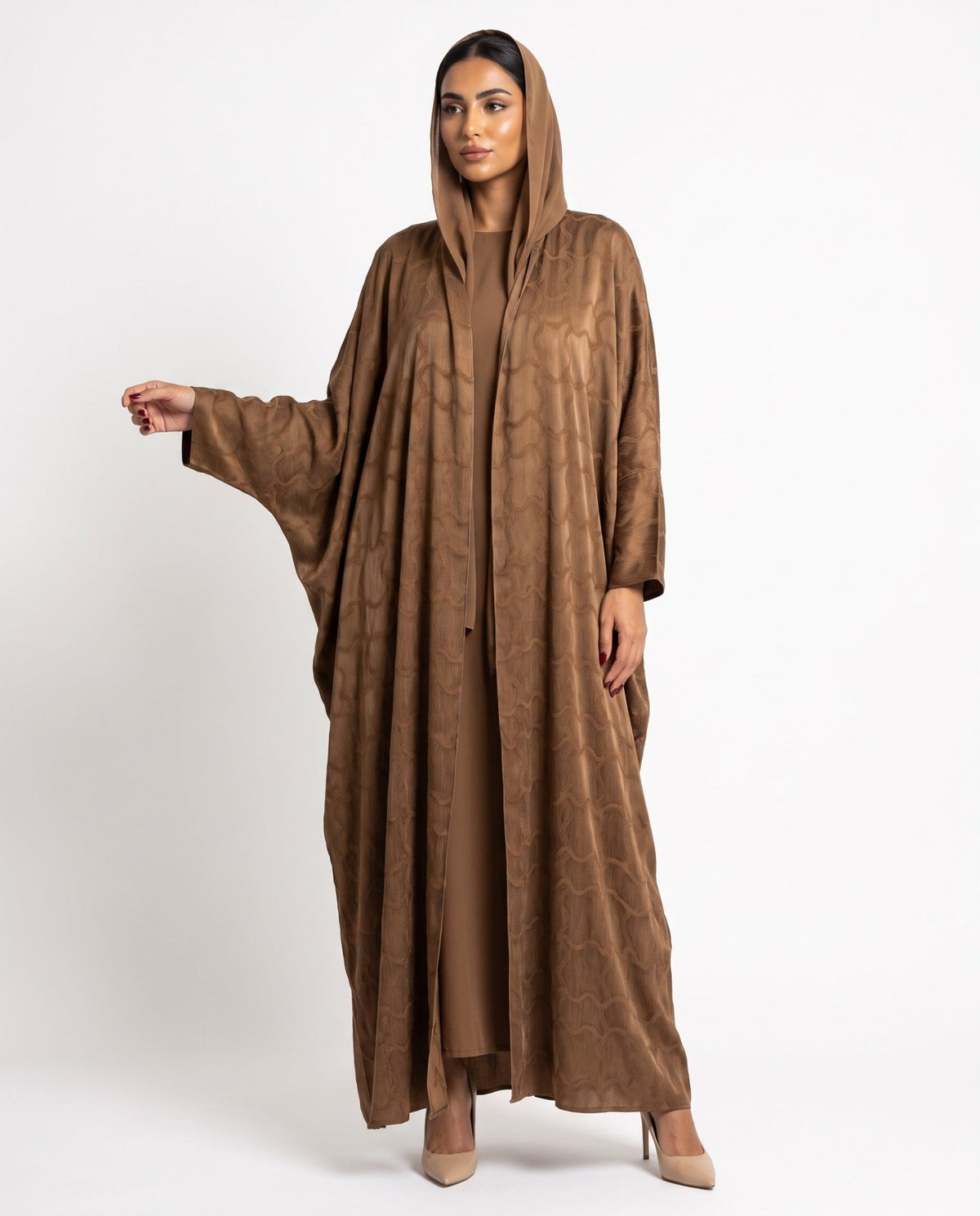 SISOATS2 – Brown Washed Silk Abaya - SARA INTABI - MIRA Y MANO