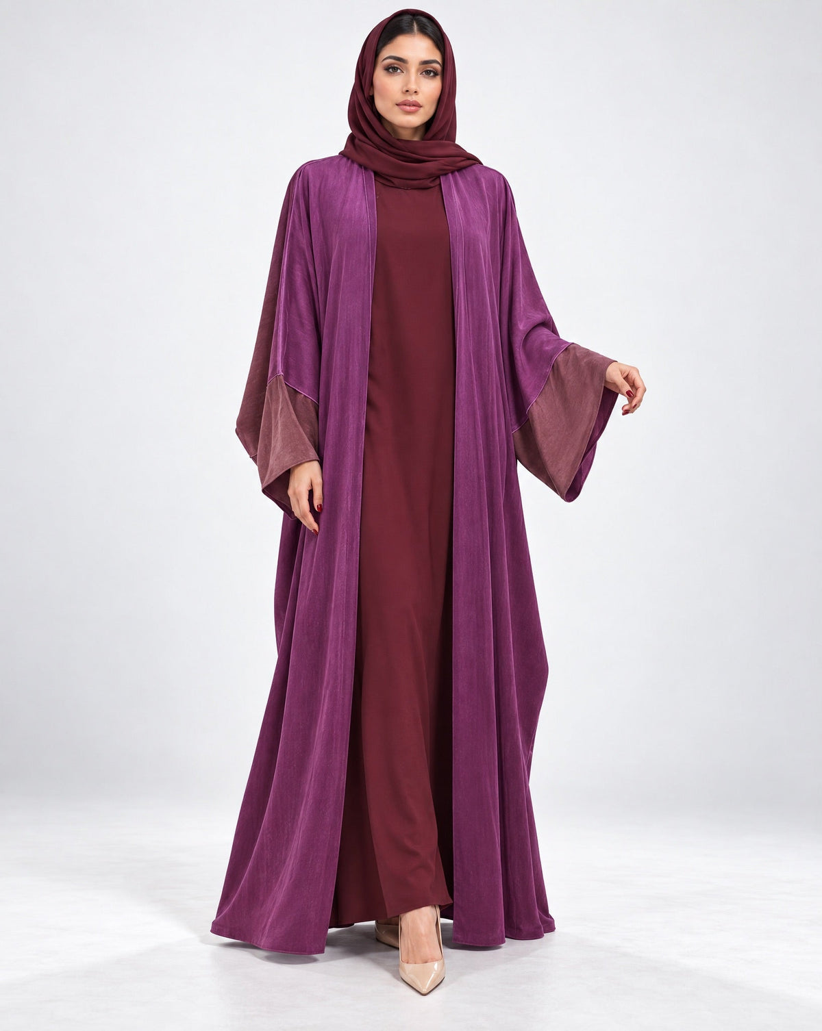 SISOAWS-PUR – Purple Washed Silk Abaya - SARA INTABI - MIRA Y MANO