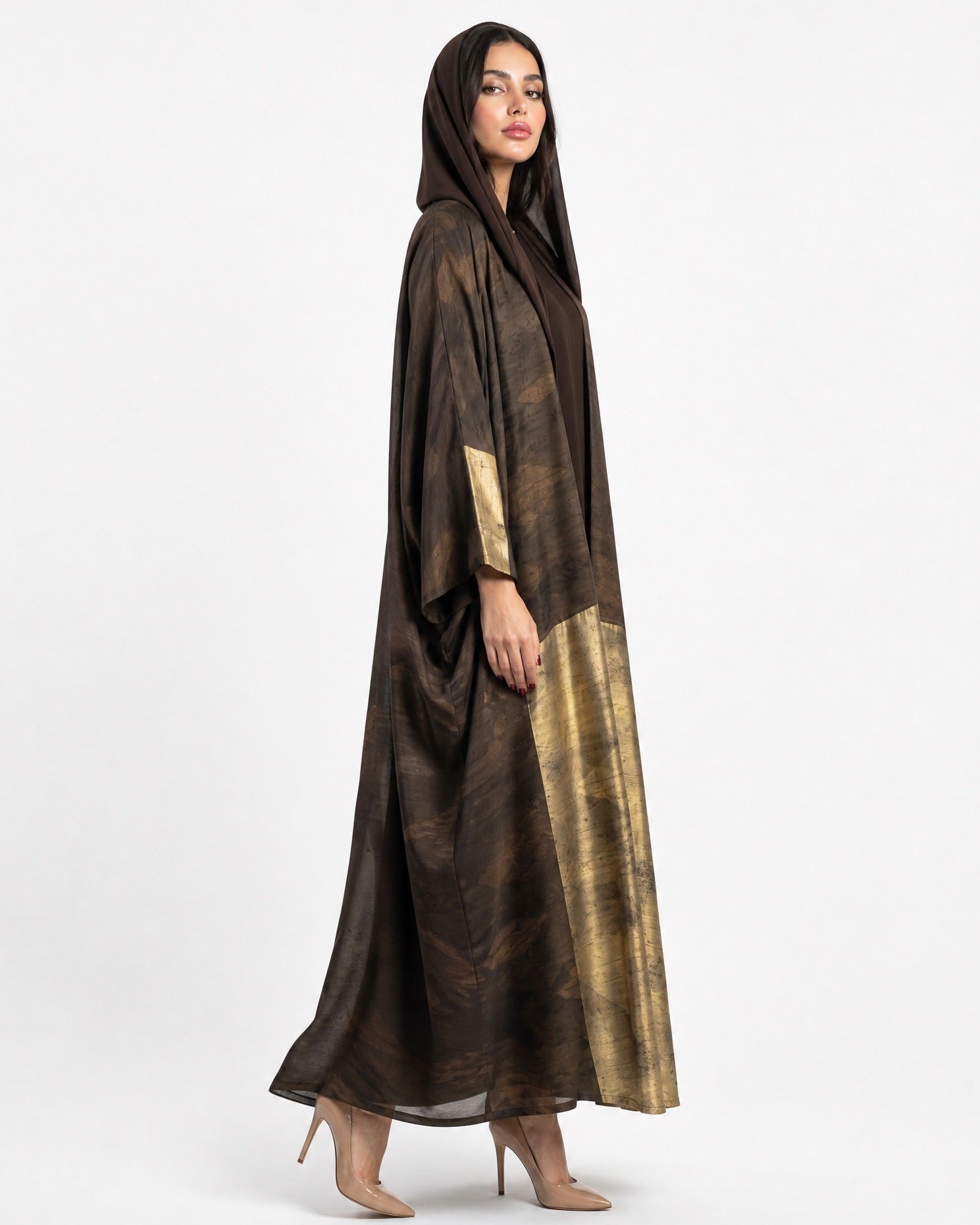 PS - Dark Olive Green Silk Abaya - SASH - MIRA Y MANO