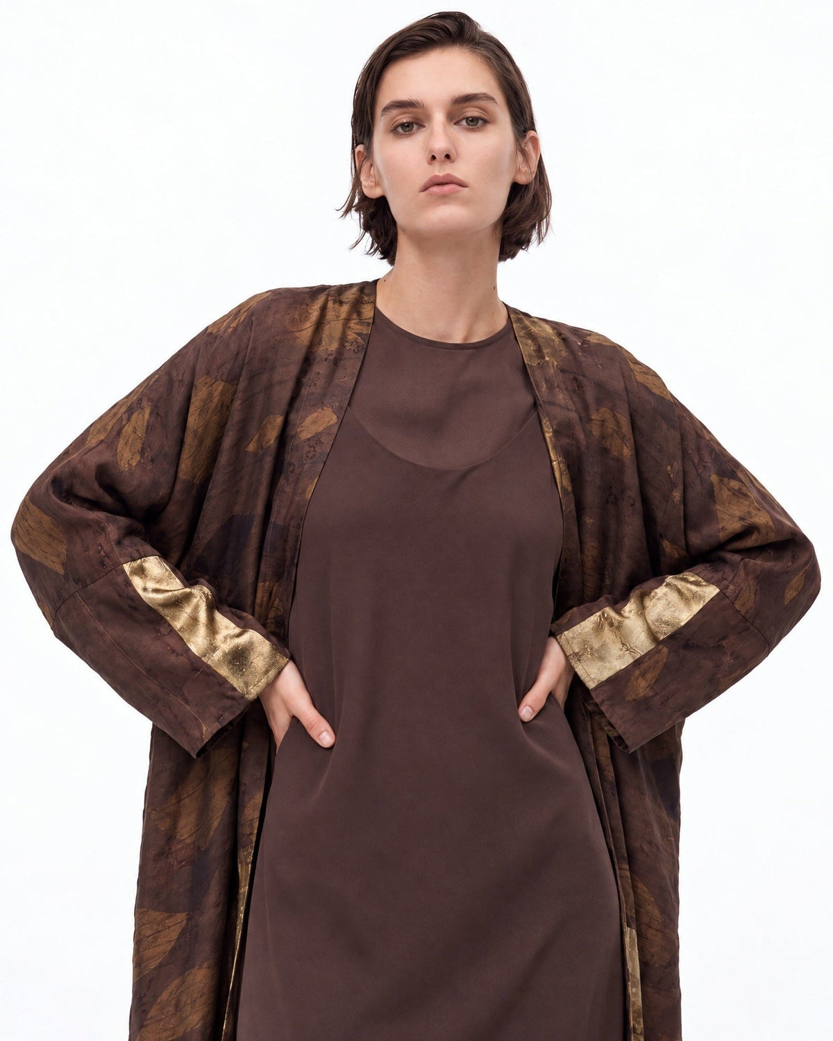 PS – Dark Olive Green Silk Abaya - SASH - MIRA Y MANO