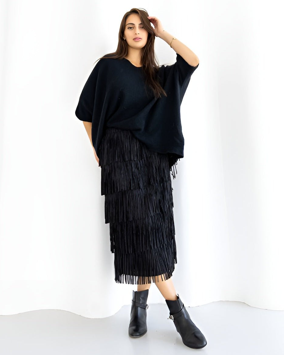 AW25 SLK 002 - BK TOP & SKIRT - SILKERA - MIRA Y MANO