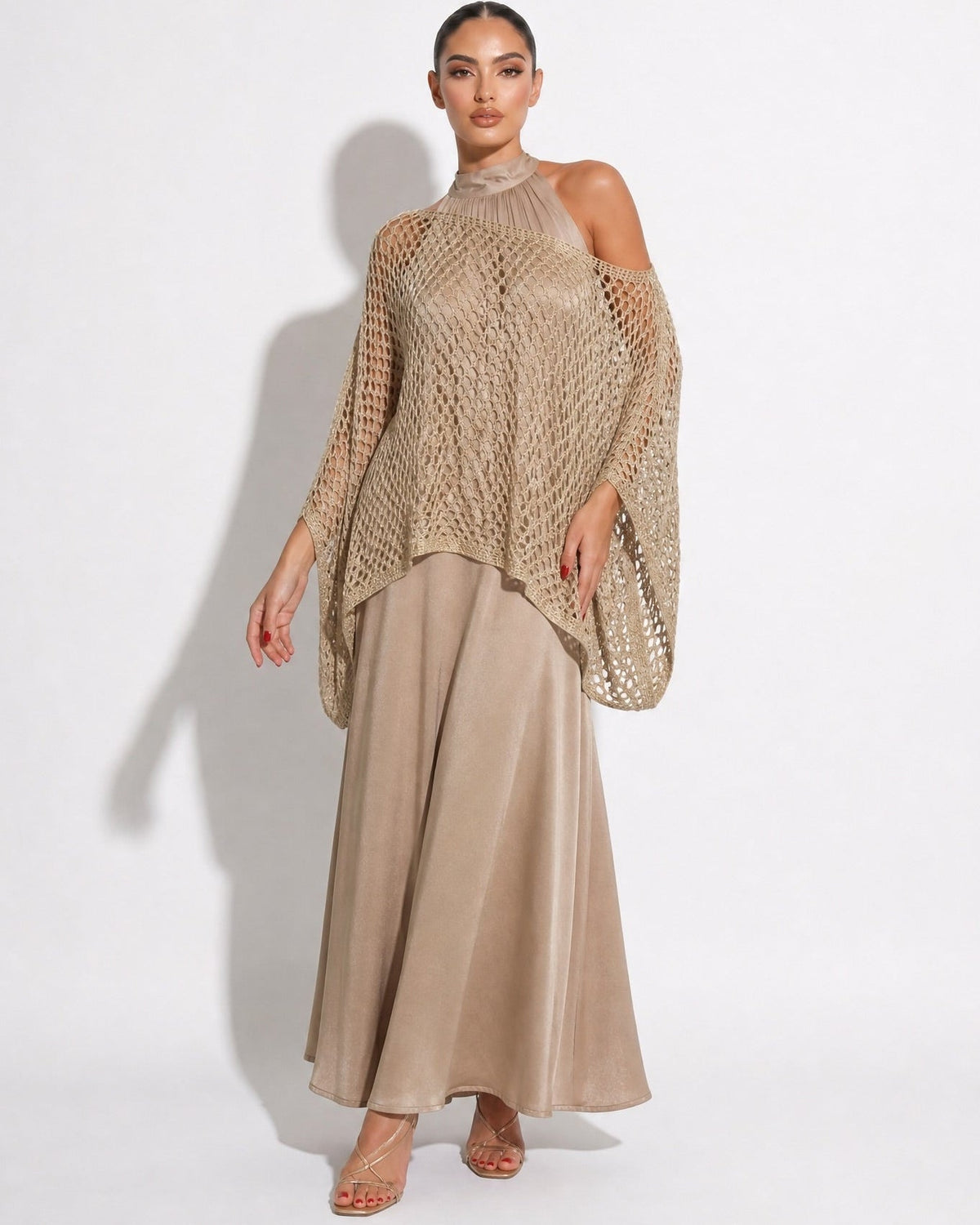 SS25 SLK 0010-GD – Gold Silk Dress – Product image 1