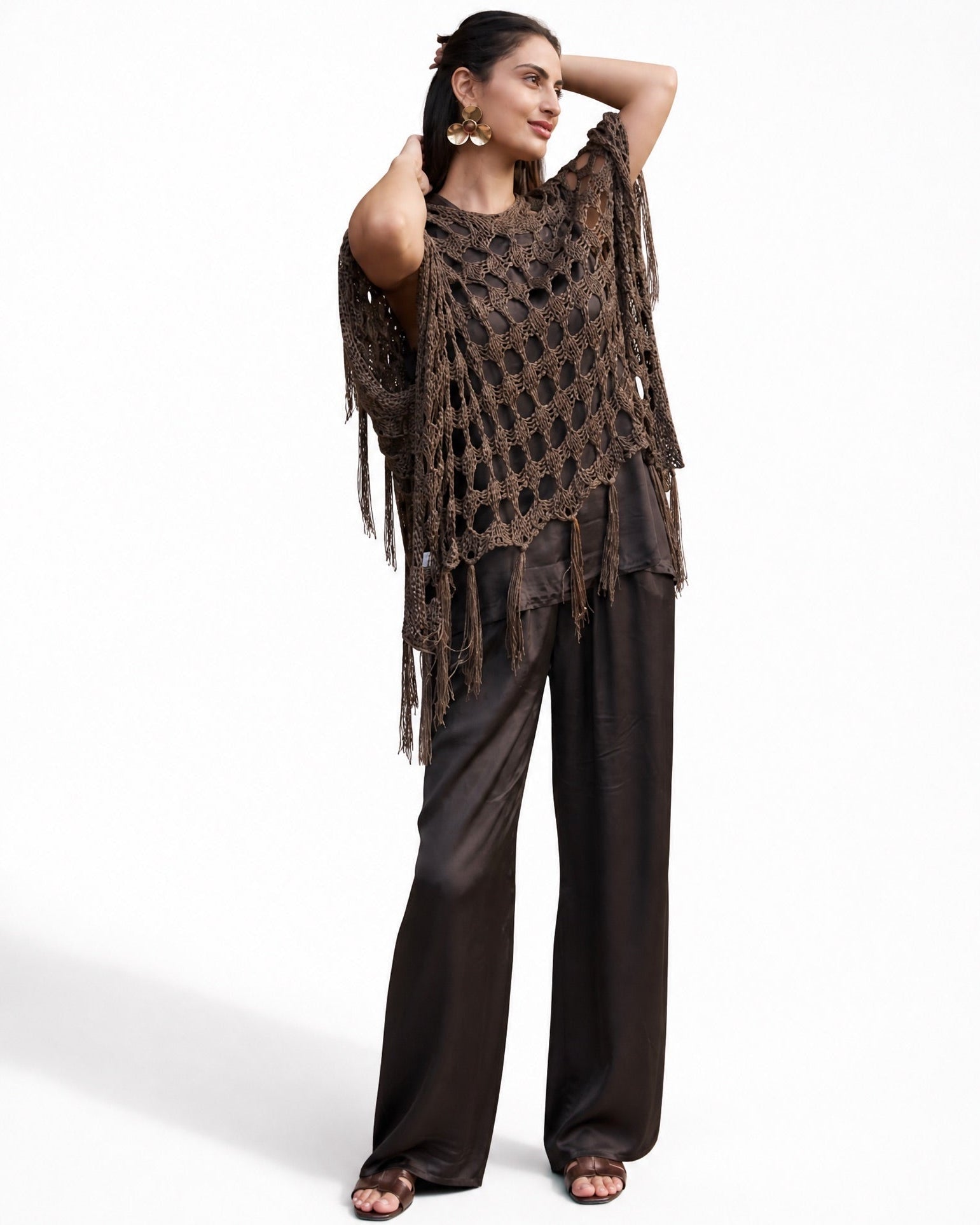 SS26 SLK 003-BR Brown Silk Top & Pant - SILKERA - MIRA Y MANO