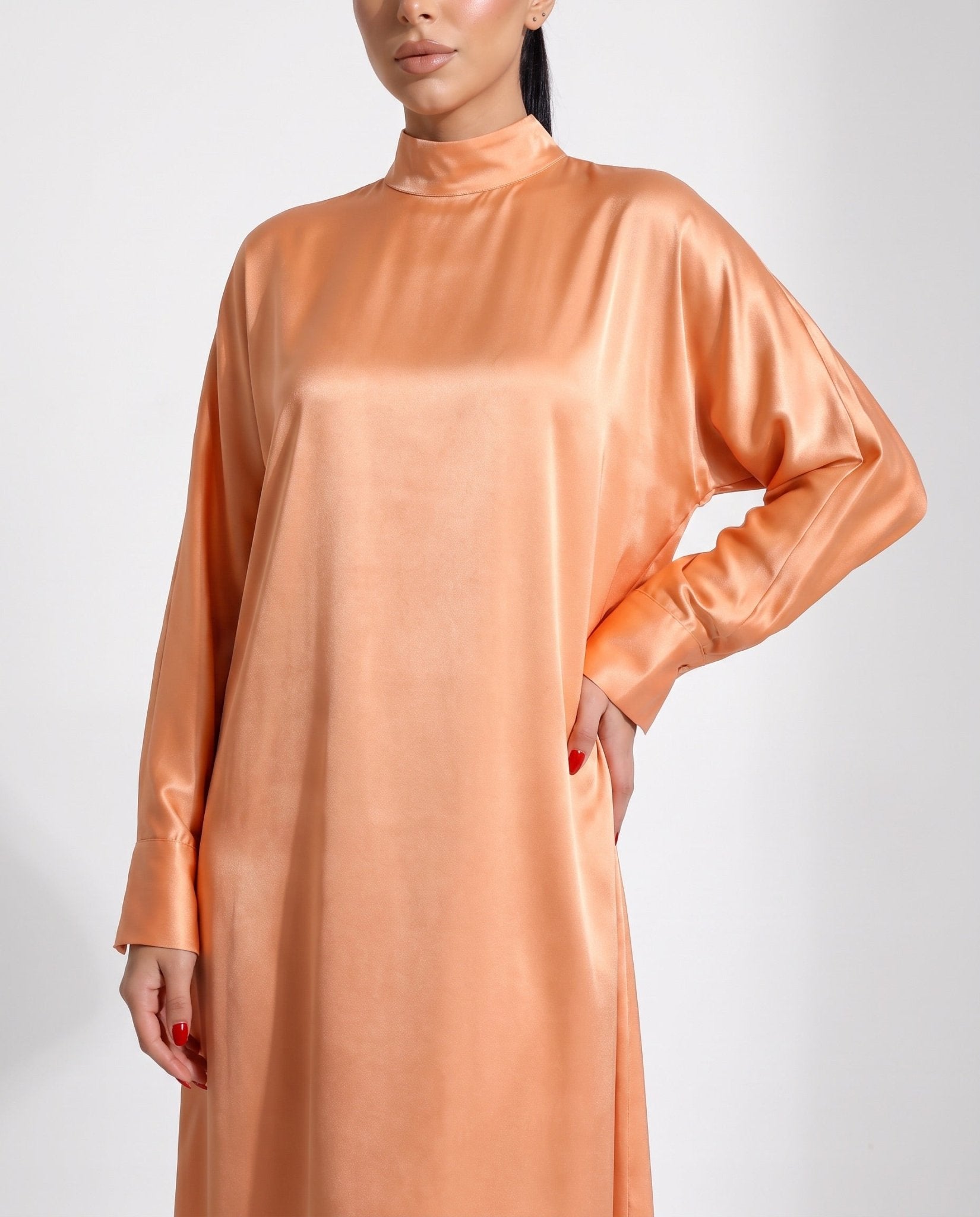 SS26 SLK 010-PC – Peach Puff Silk Dress - SILKERA - MIRA Y MANO