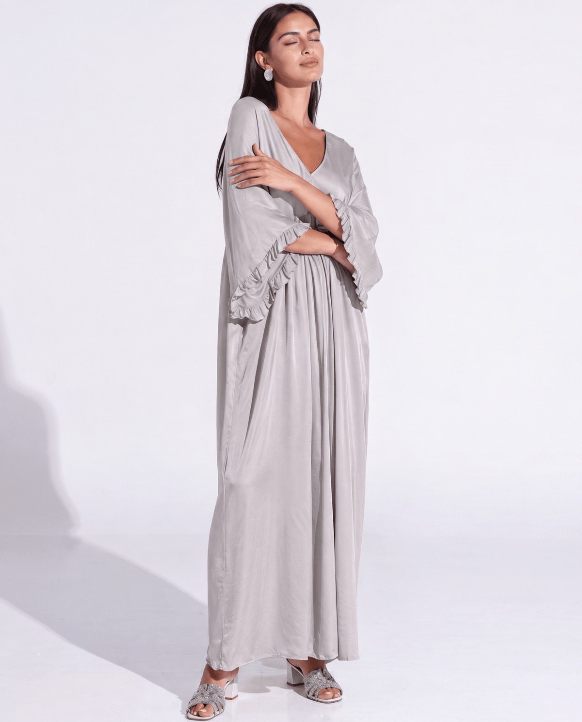 SS26 SLK 012-GY - Gray Silk Dress - SILKERA - MIRA Y MANO