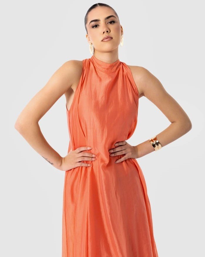 SS26 SLK 016 – Coral Cotton Dress - SILKERA - MIRA Y MANO