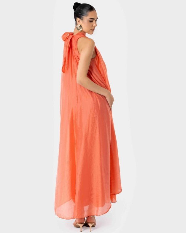 SS26 SLK 016 – Coral Cotton Dress - SILKERA - MIRA Y MANO