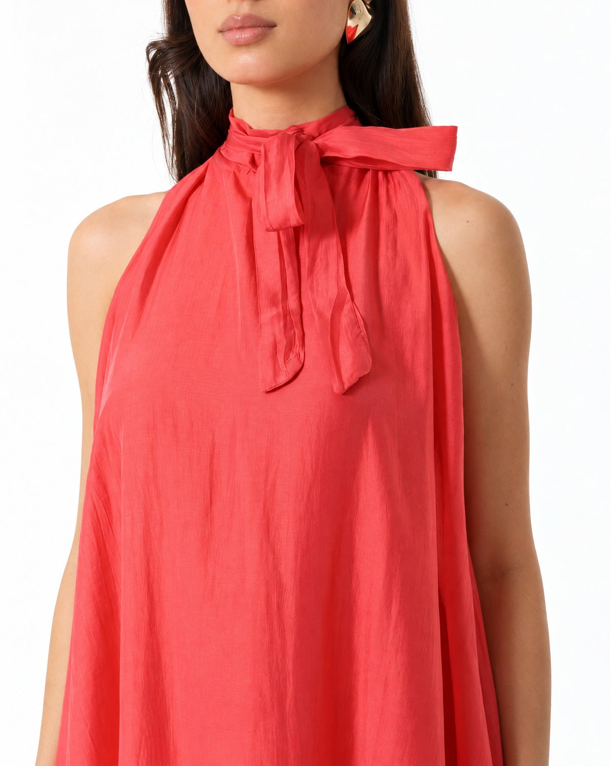 SS26 SLK 016 – Indian Red Cotton Dress - SILKERA - MIRA Y MANO