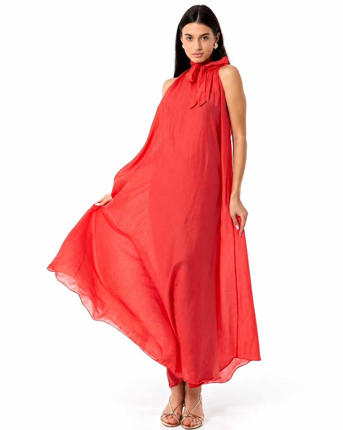 SS26 SLK 016 – Indian Red Cotton Dress - SILKERA - MIRA Y MANO