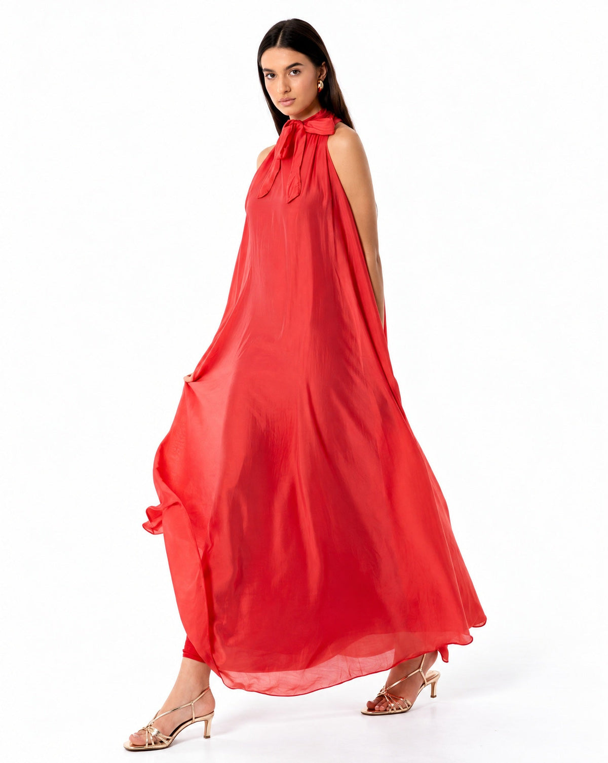 SS26 SLK 016 – Indian Red Cotton Dress - SILKERA - MIRA Y MANO