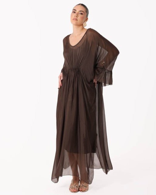 SS26 SLK 017 – Brown Silk Dress - SILKERA - MIRA Y MANO