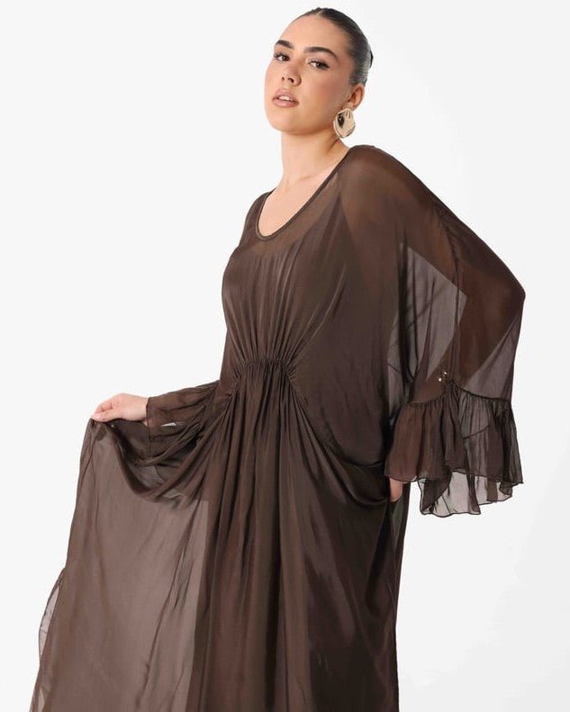 SS26 SLK 017 – Brown Silk Dress - SILKERA - MIRA Y MANO
