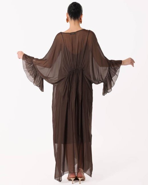 SS26 SLK 017 – Brown Silk Dress - SILKERA - MIRA Y MANO