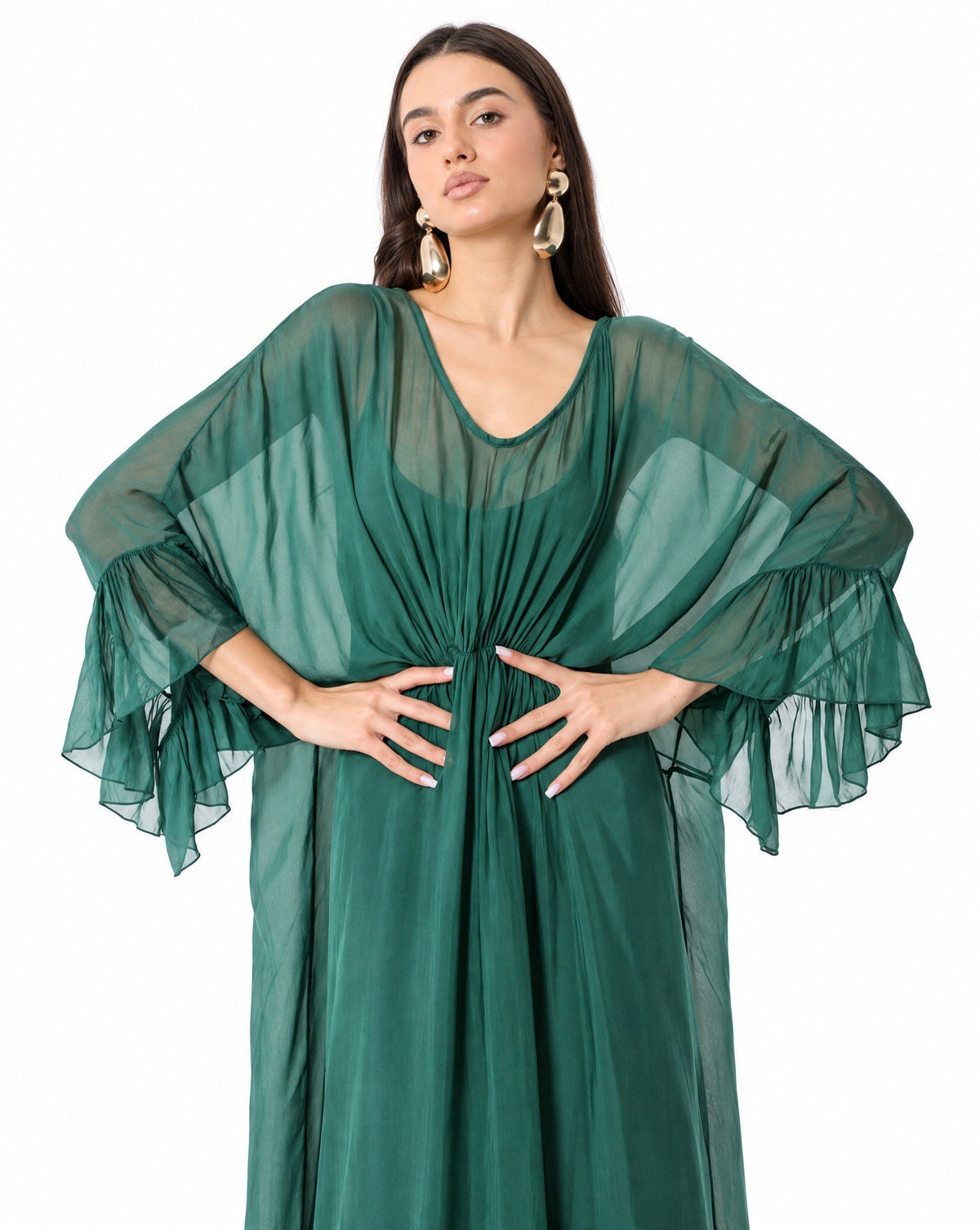 SS26 SLK 017 – Green Silk Dress - SILKERA - MIRA Y MANO