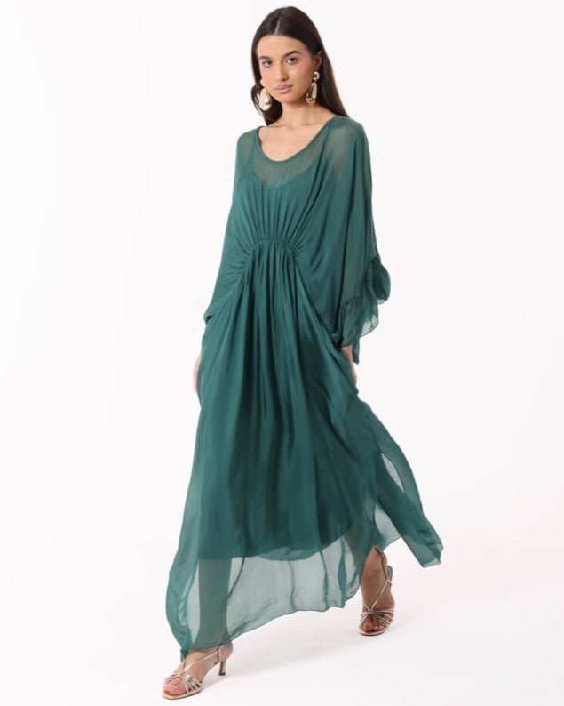 SS26 SLK 017 – Green Silk Dress - SILKERA - MIRA Y MANO