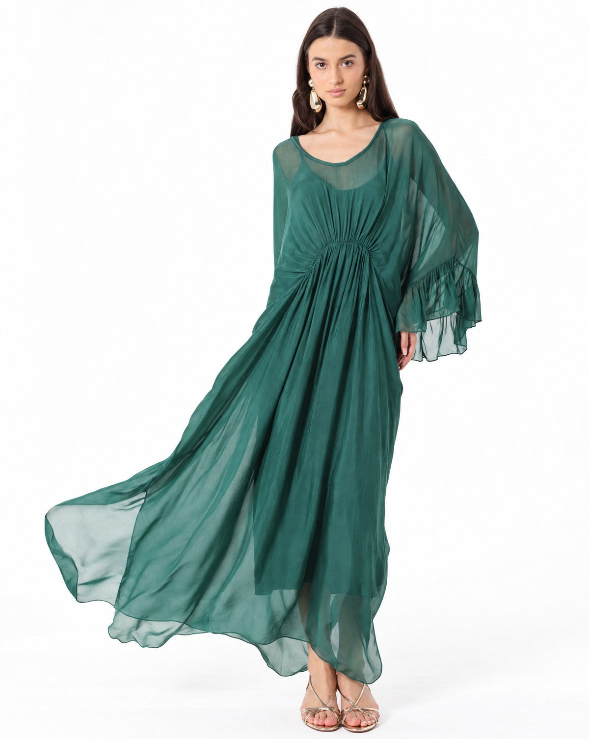SS26 SLK 017 – Green Silk Dress - SILKERA - MIRA Y MANO