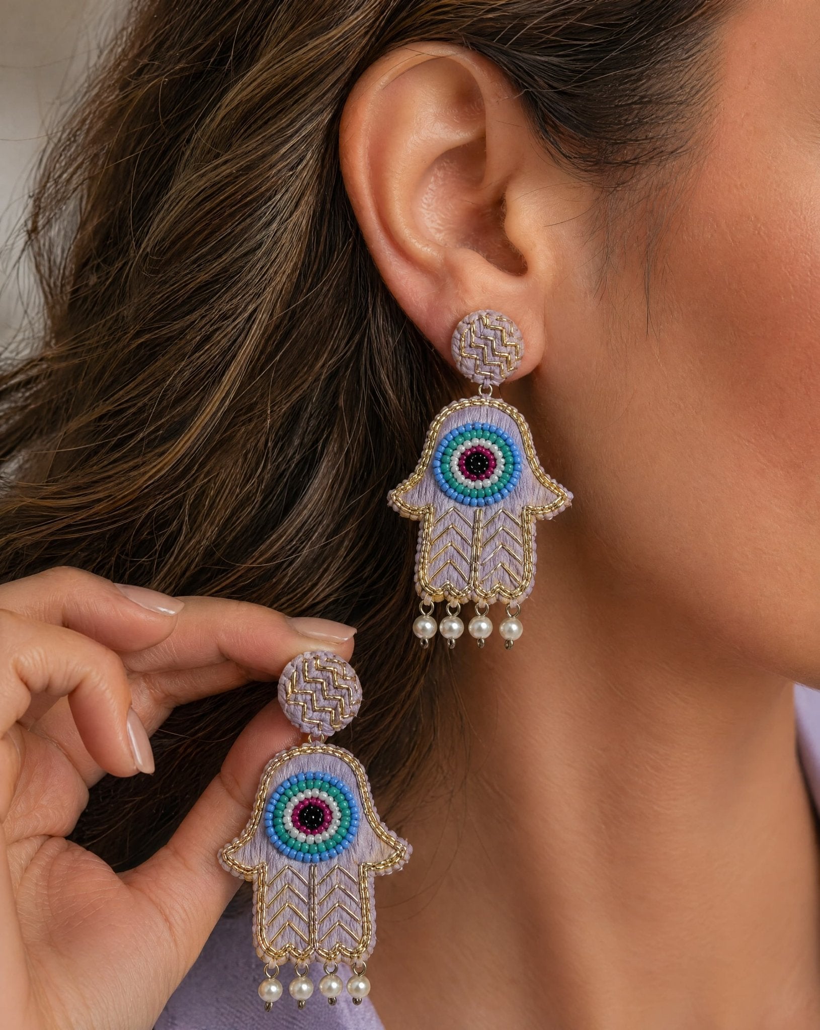 HAMSA 2 LT - LV EARRING - SR BY SONALI RAMAN - MIRA Y MANO
