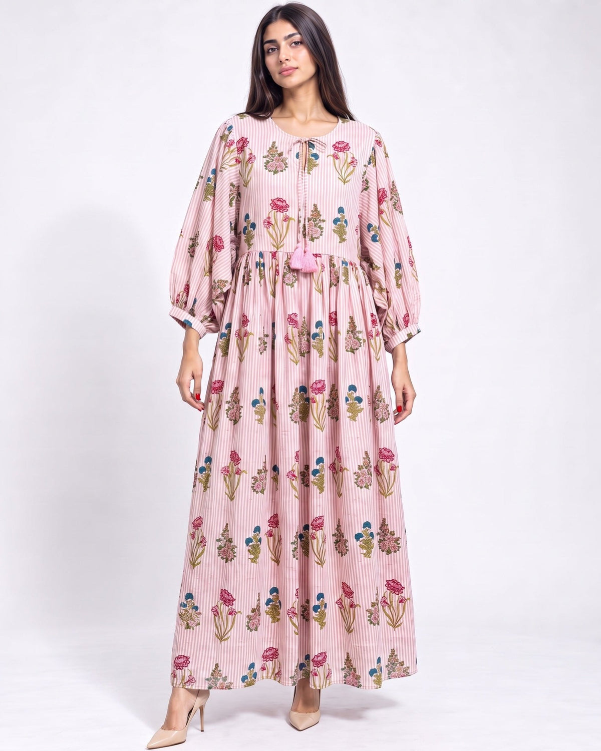 MALIA-PK - Pink Cotton Kaftan - SR BY SONALI RAMAN - MIRA Y MANO