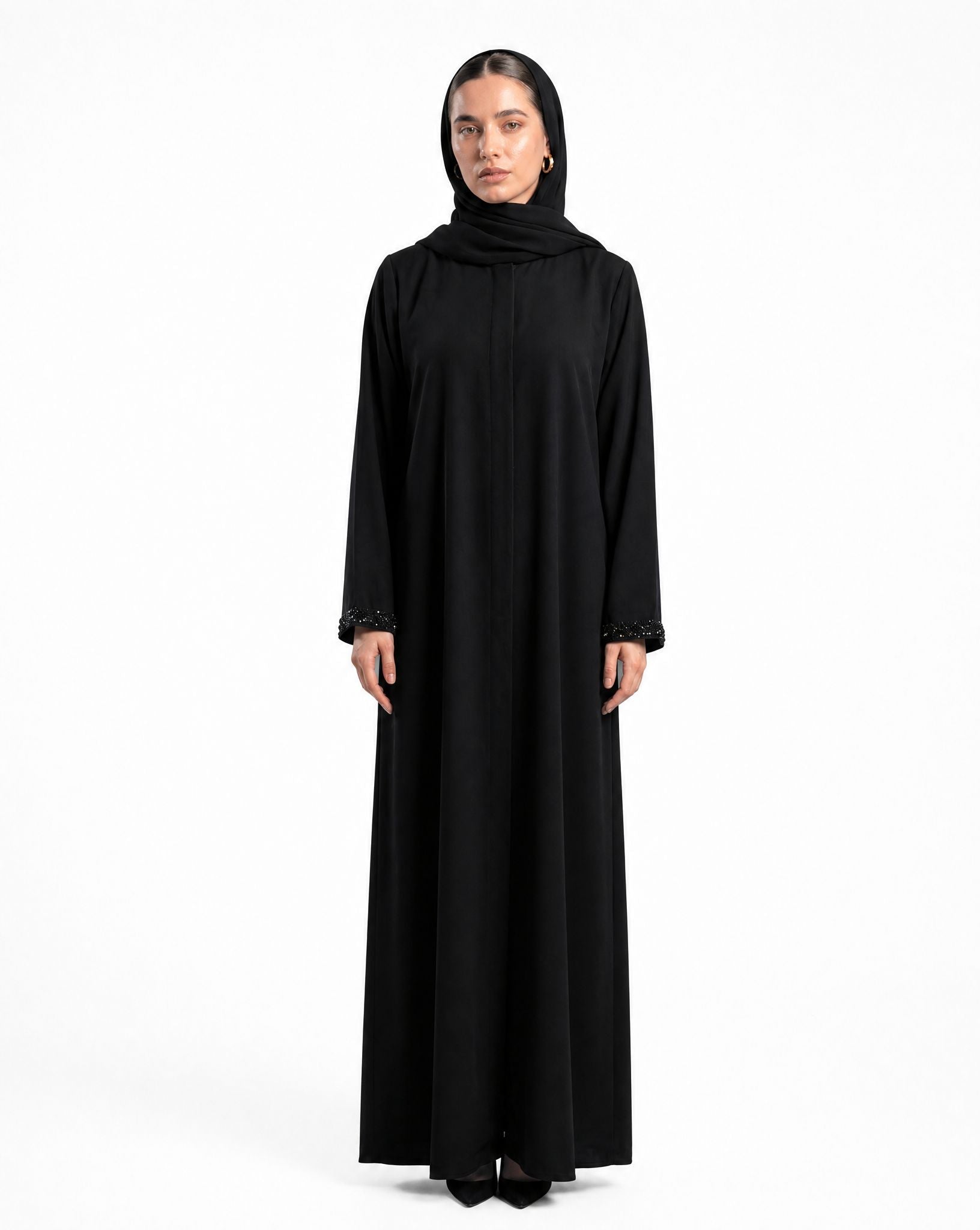 SS26STIT711 - BLK ABAYA - STITCH LABEL - MIRA Y MANO