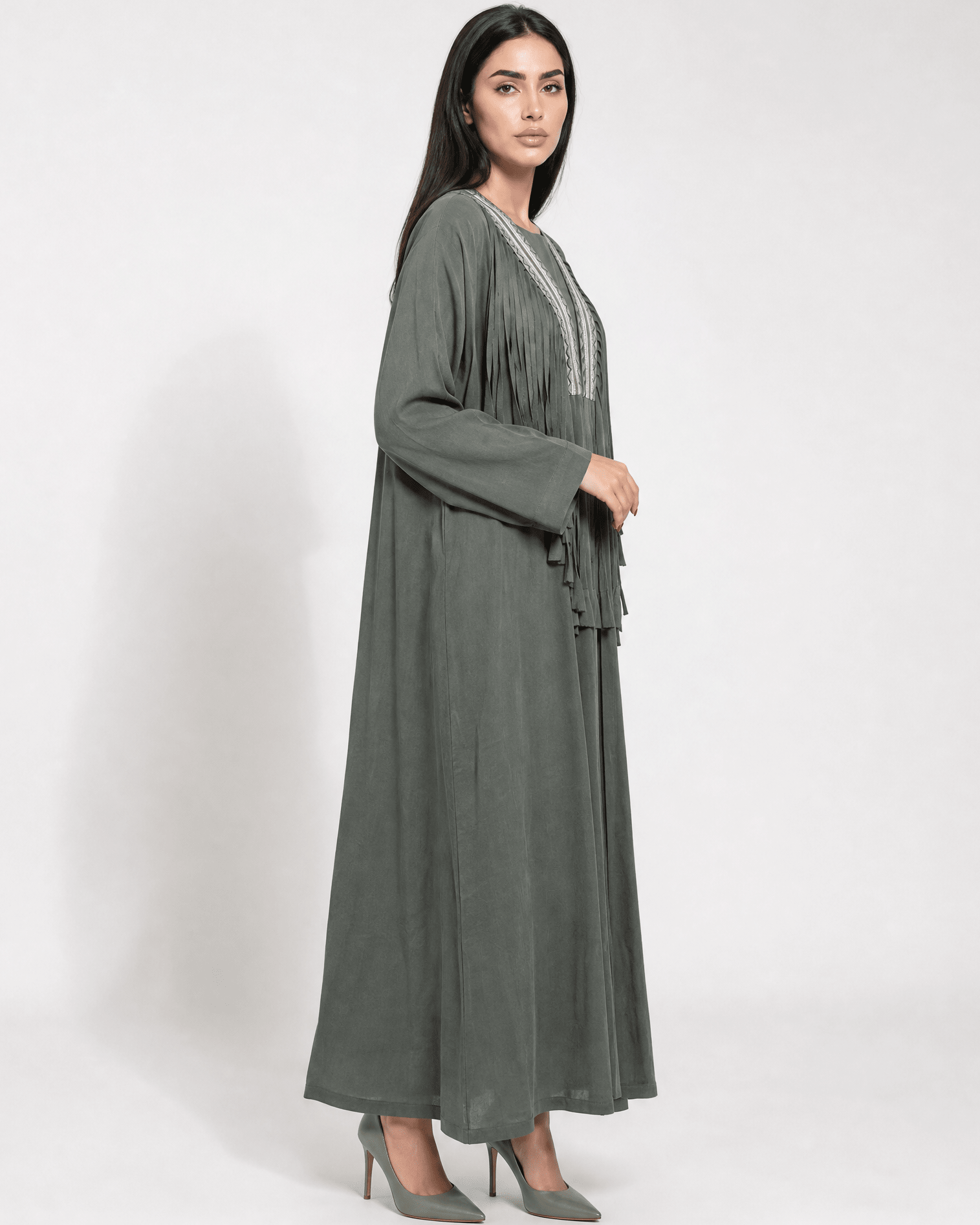 FG 972-GY ABAYA - STYLE HAUTE COUTURE - MIRA Y MANO