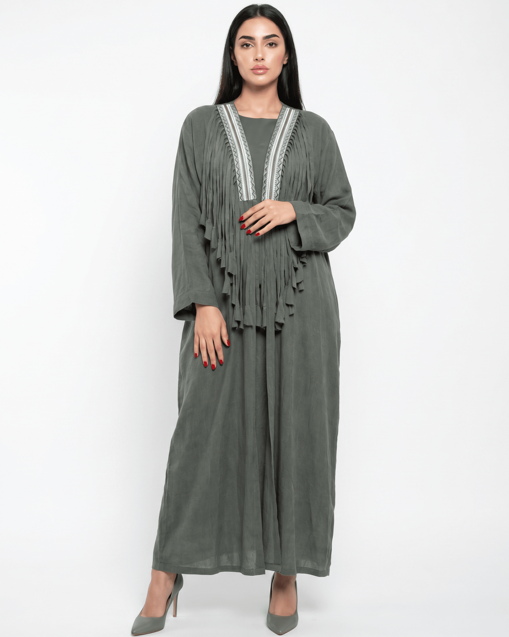 FG 972-GY ABAYA - STYLE HAUTE COUTURE - MIRA Y MANO