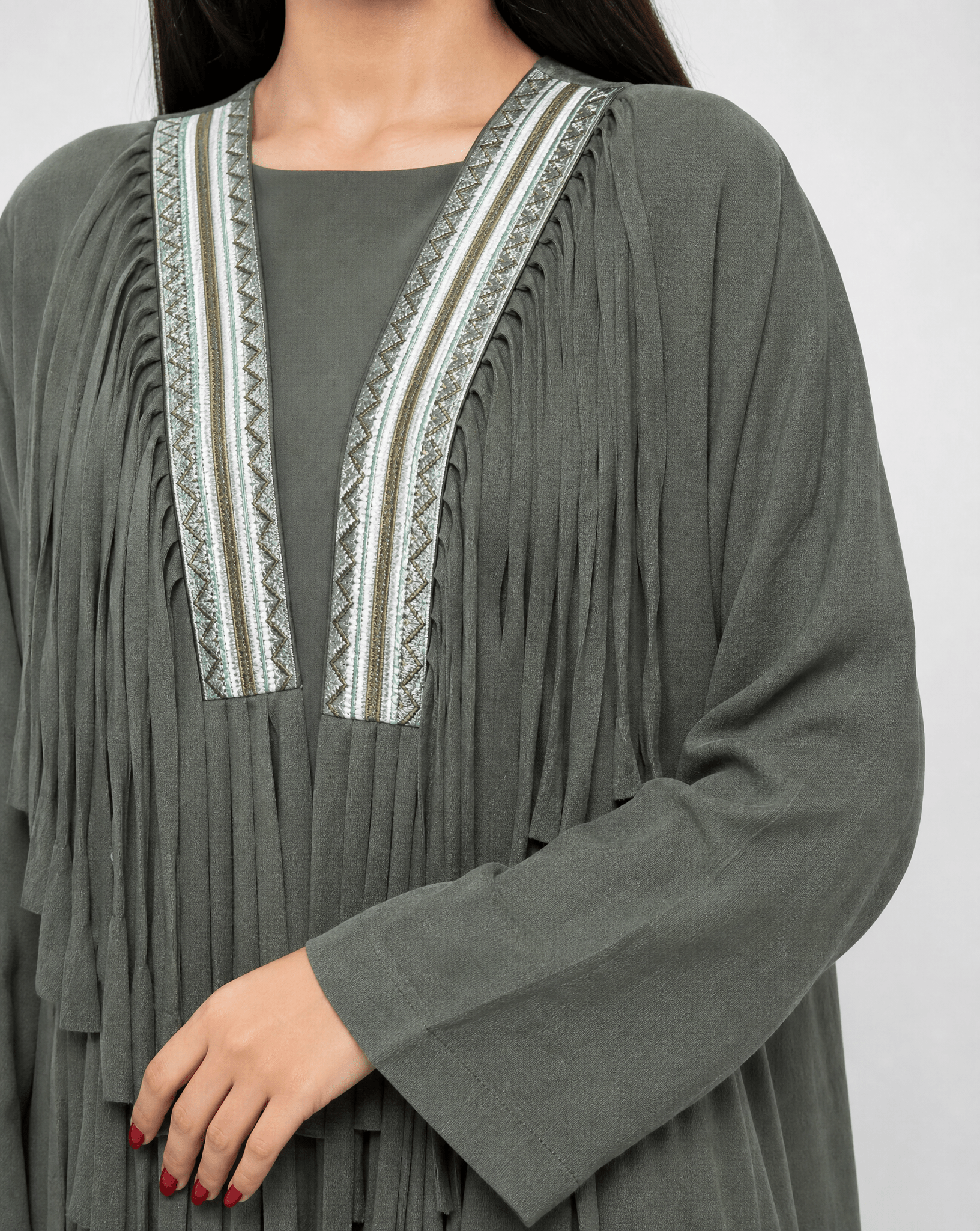 FG 972-GY ABAYA - STYLE HAUTE COUTURE - MIRA Y MANO