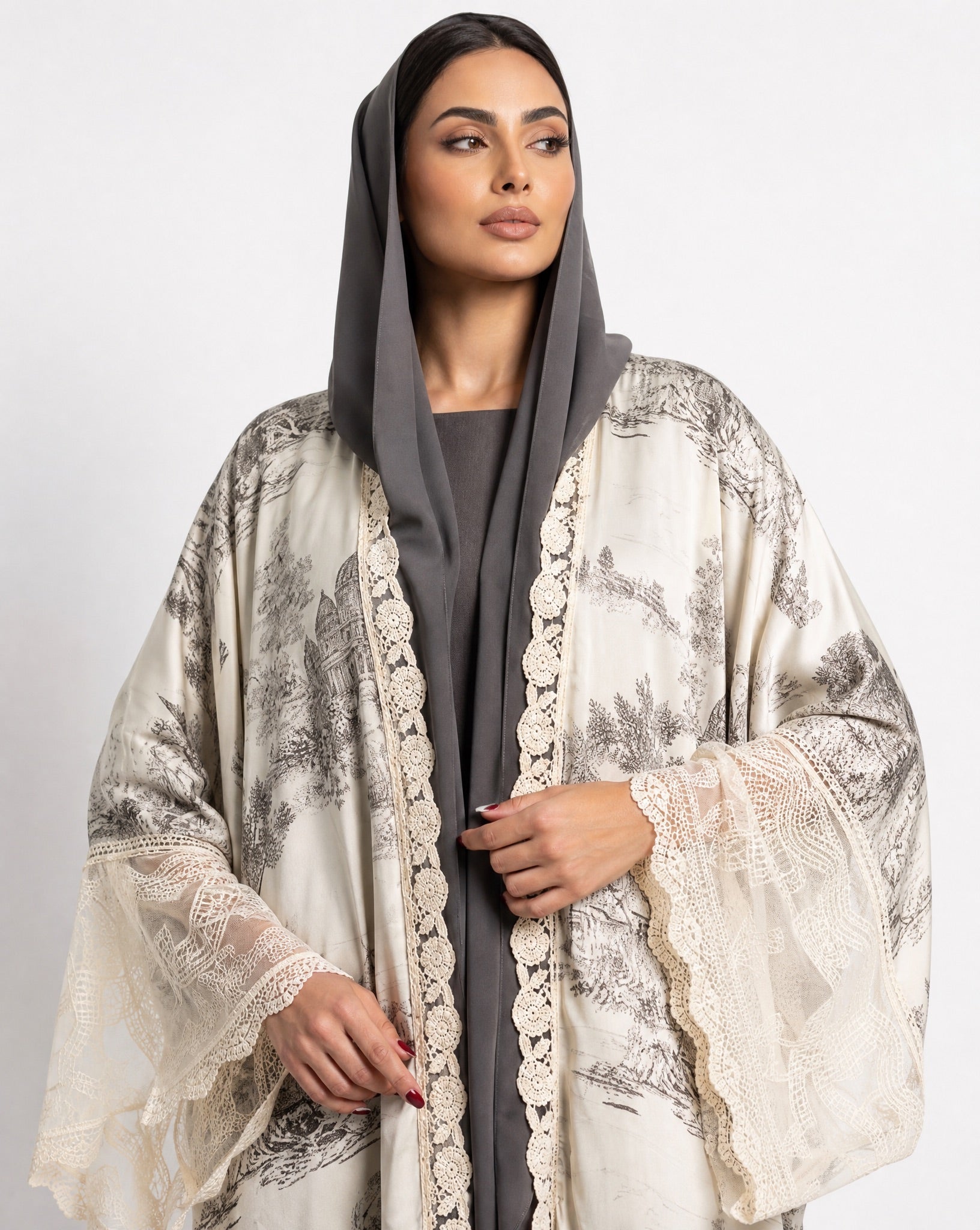 510SU-BR-Beige Cotton Abaya - SUZAN MUZAFFAR - MIRA Y MANO