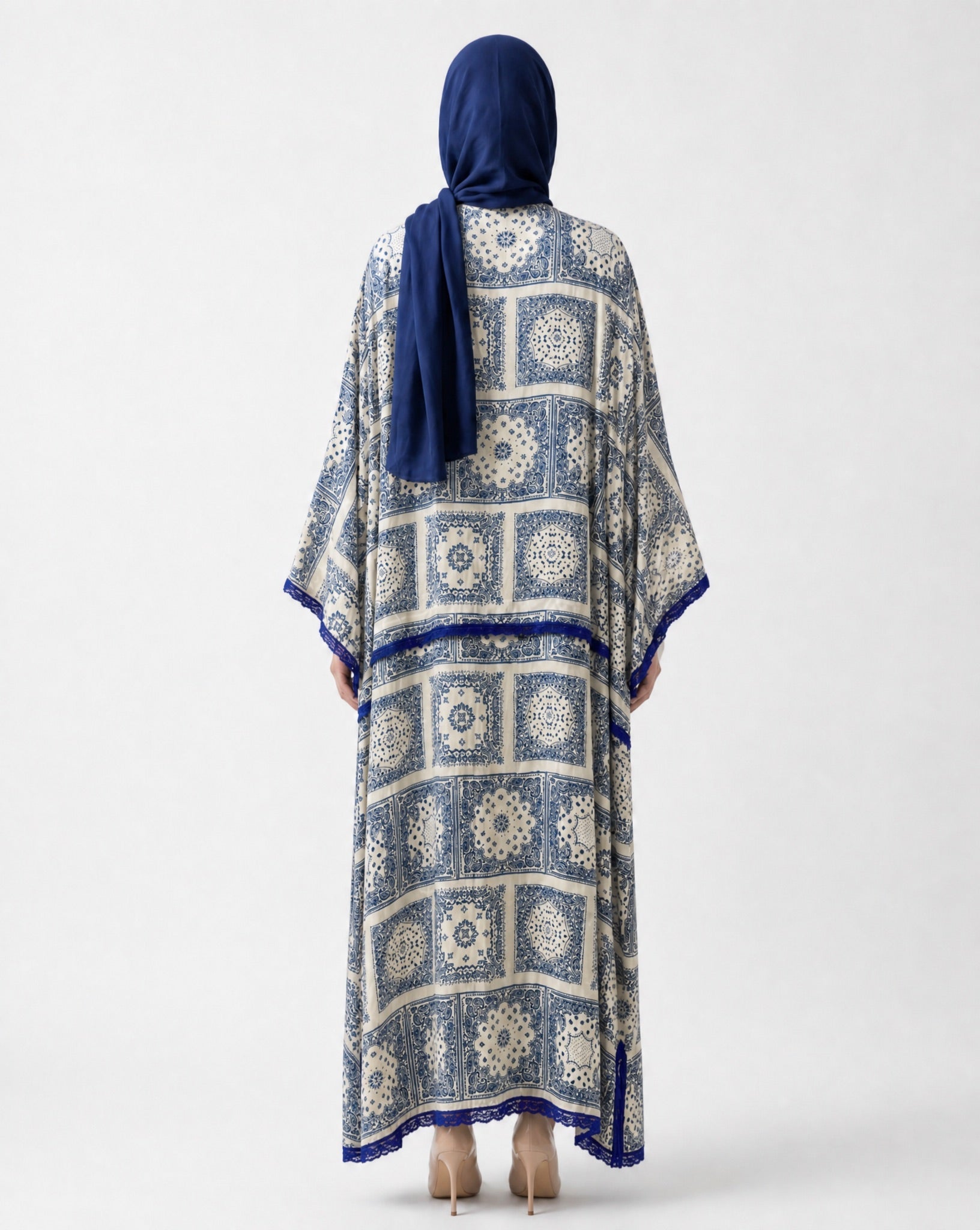 580SU-BL-Beige Cotton Abaya - SUZAN MUZAFFAR - MIRA Y MANO