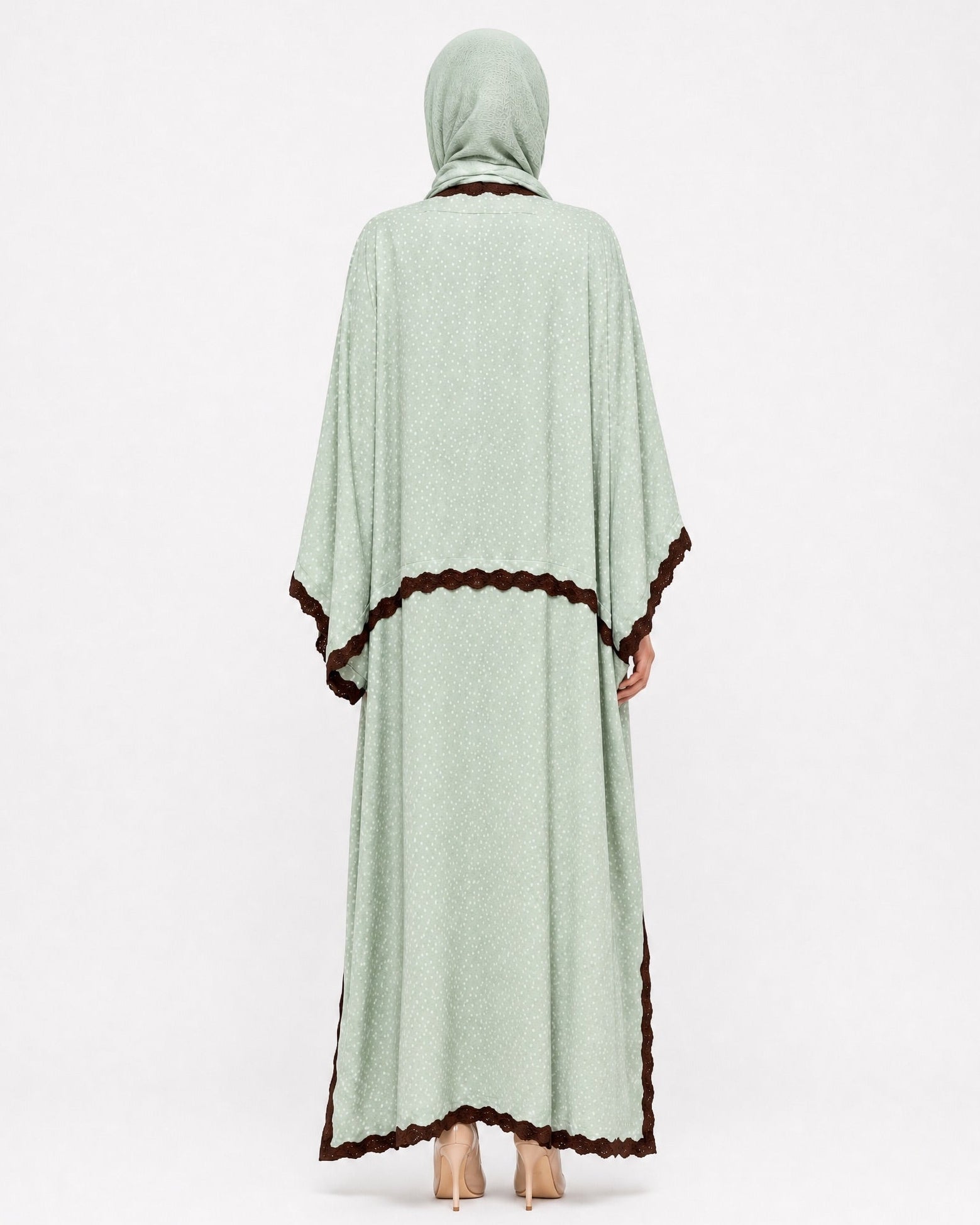 580SU-PG-Pale Green Cotton Abaya - SUZAN MUZAFFAR - MIRA Y MANO