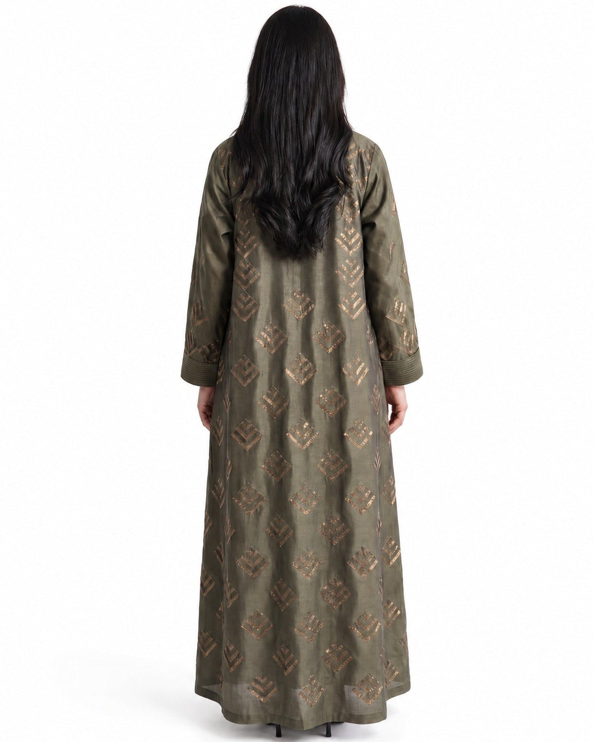 Willow Olive – Olive Silk Abaya - SWGT - MIRA Y MANO
