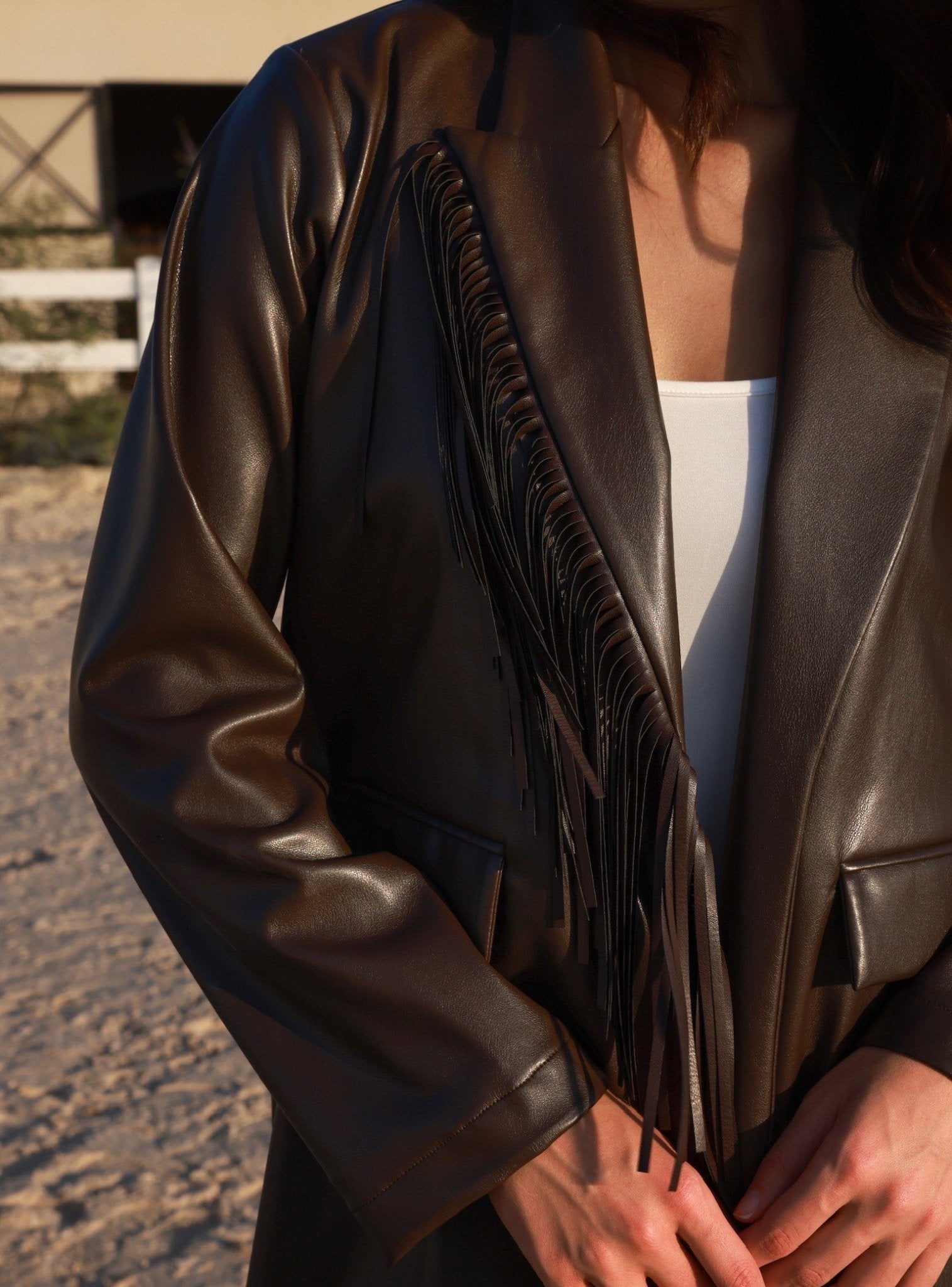 LEATHER - BR ABAYA COAT - TEAL - MIRA Y MANO