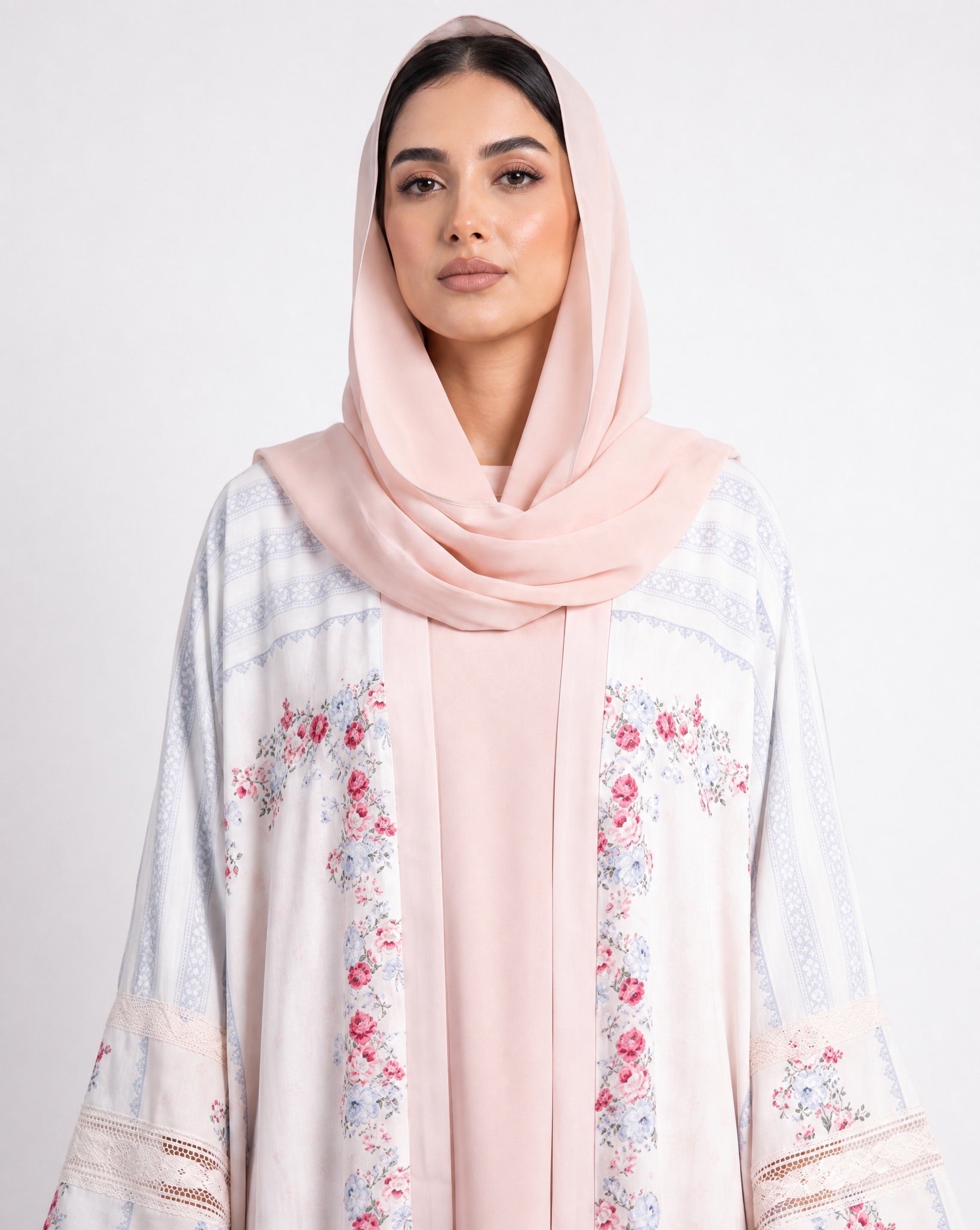 BT6563-Q - Pink Crepe Abaya Set - THE DRESSING ROOM - MIRA Y MANO
