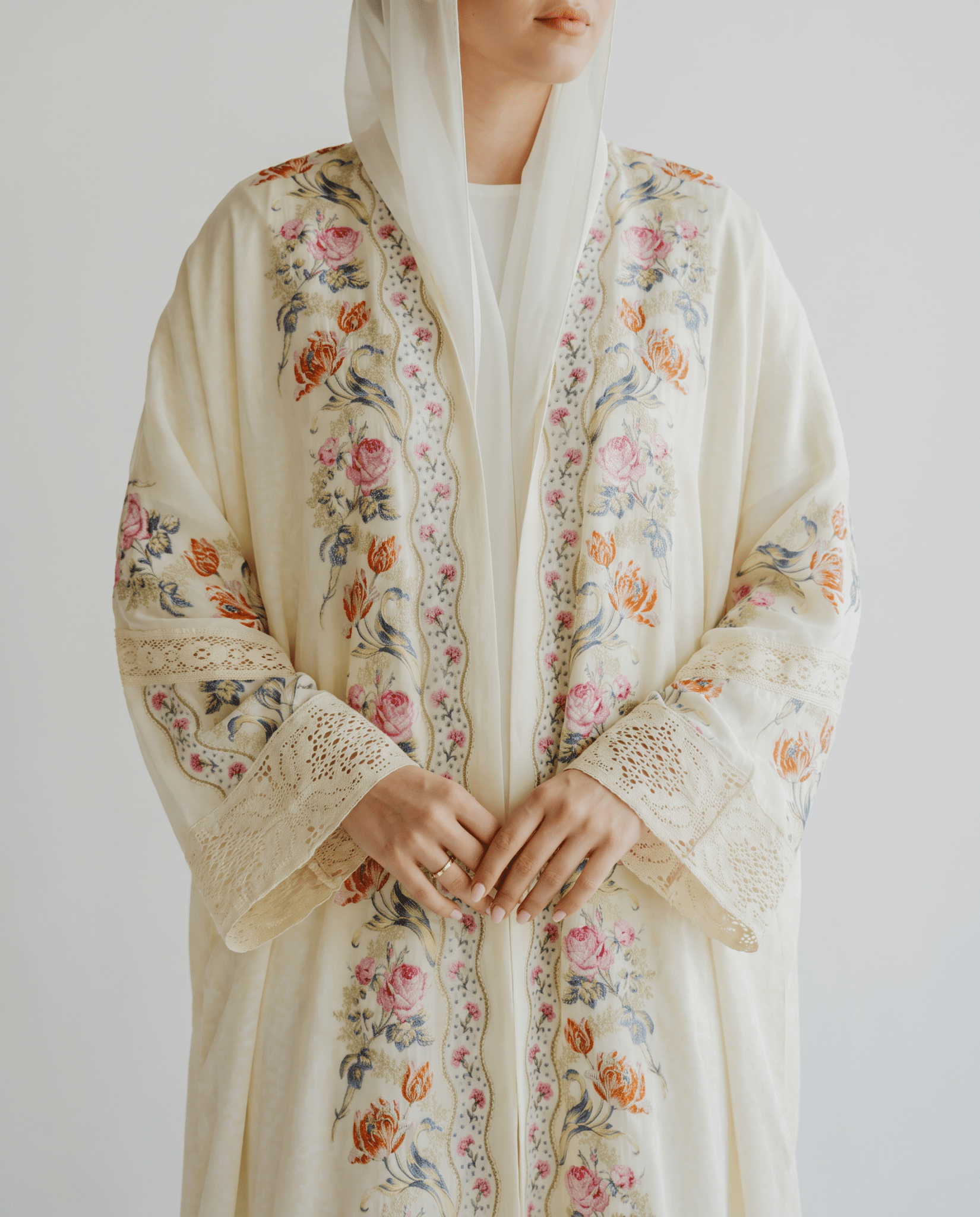 BT6563-Y - Light Yellow Crepe Abaya Set - THE DRESSING ROOM - MIRA Y MANO