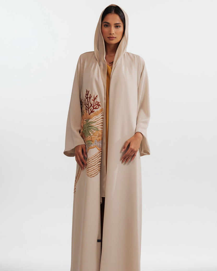 RAMADAN26LOOK02 ABAYA - THE ORPHIC - MIRA Y MANO