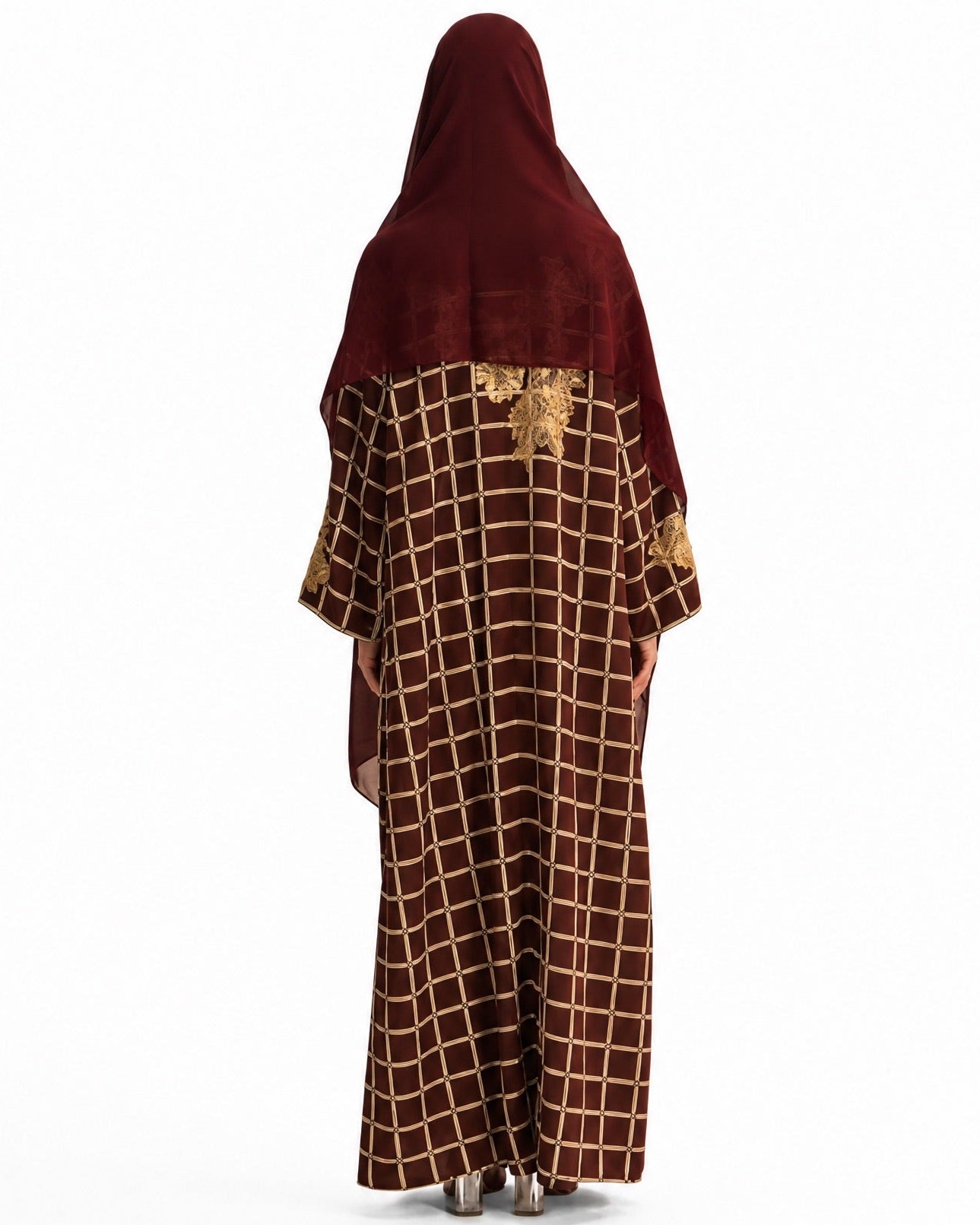 SUMMER26LOOK02 - Brown Crepe Abaya - THE ORPHIC - MIRA Y MANO