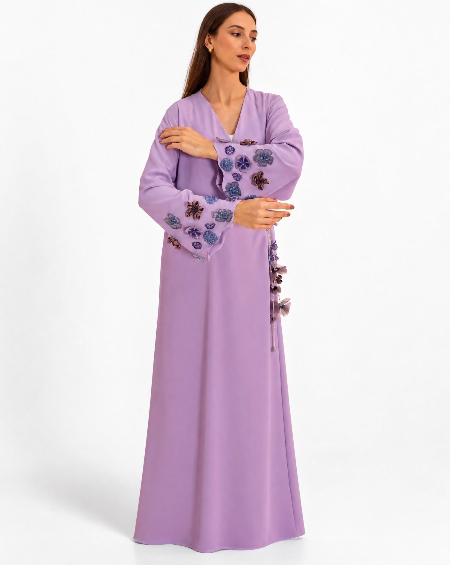 SUMMER26LOOK03 - Magenta Crepe Abaya - THE ORPHIC - MIRA Y MANO