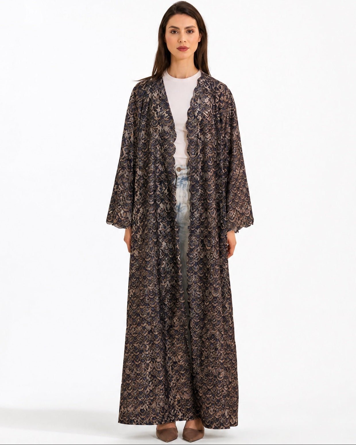 SUMMER26LOOK12 - Blue Lace Abaya - THE ORPHIC - MIRA Y MANO