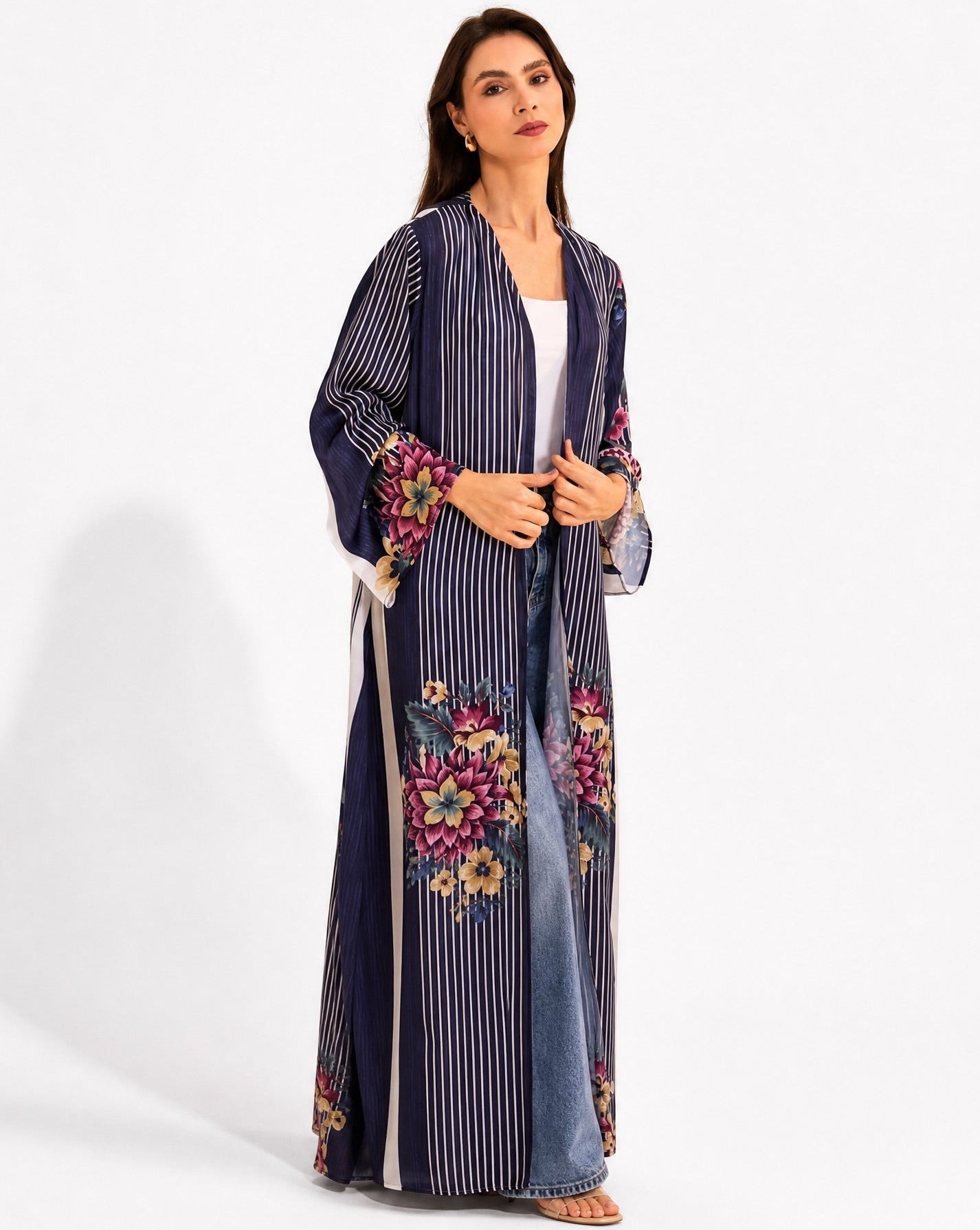 SUMMER26LOOK15 - Printed Silk Abaya - THE ORPHIC - MIRA Y MANO