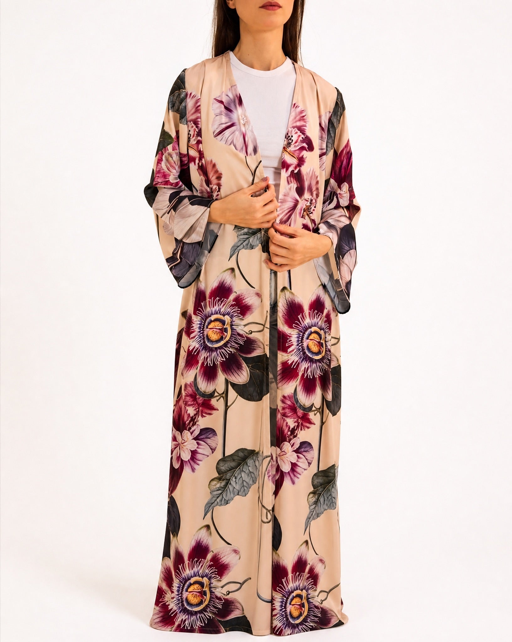 SUMMER26LOOK16 - Printed Silk Abaya - THE ORPHIC - MIRA Y MANO