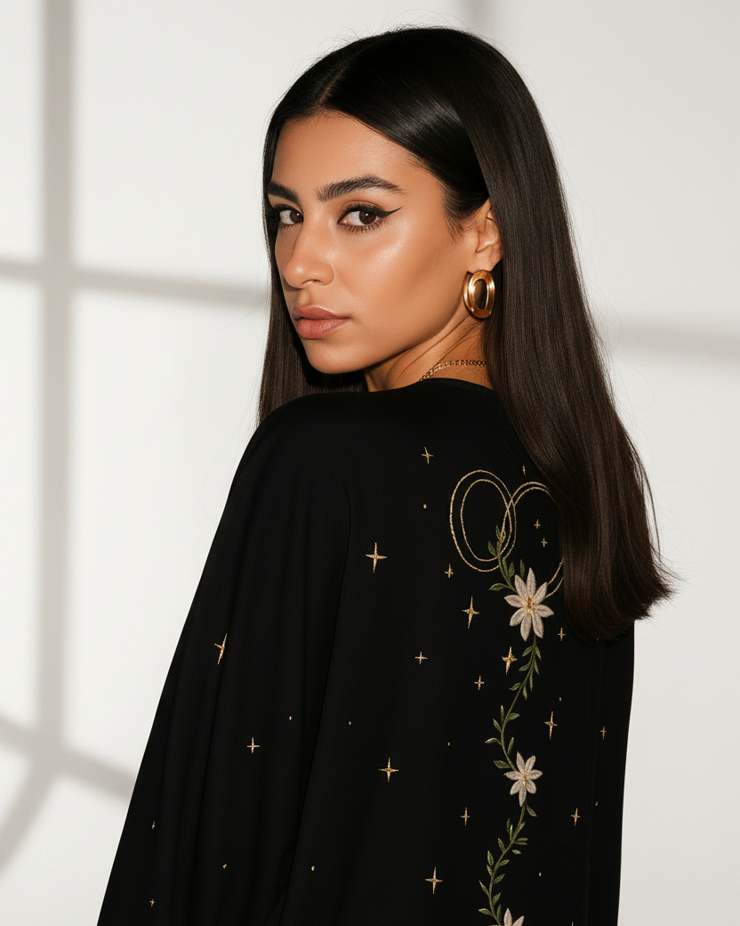 NOIR A & S ABAYA - THE UNTITLED PROJECT - MIRA Y MANO