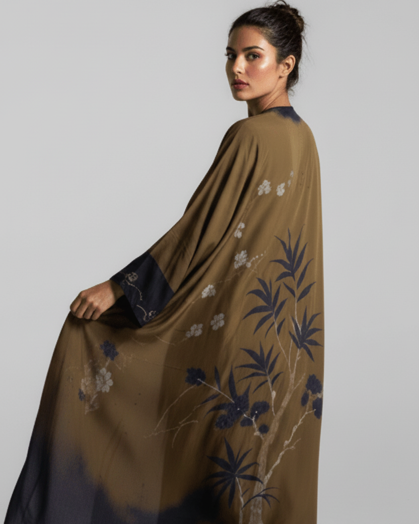 SHE THOUGHT IN OLIVE ABAYA - THE UNTITLED PROJECT - MIRA Y MANO