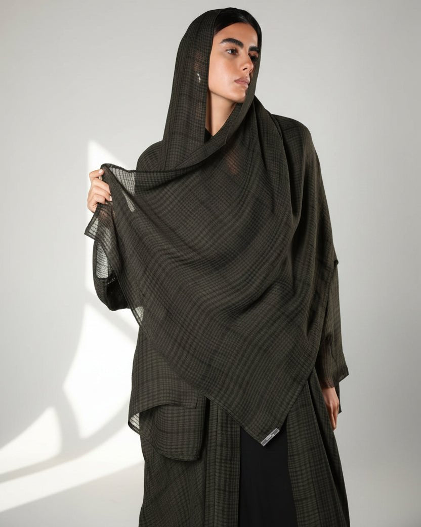 CHECKERED GREEN ABAYA - THHABAH - MIRA Y MANO