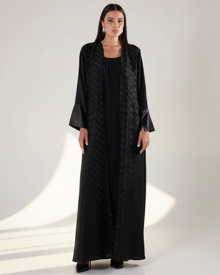 CHECKERED PATTERN ABAYA - THHABAH - MIRA Y MANO