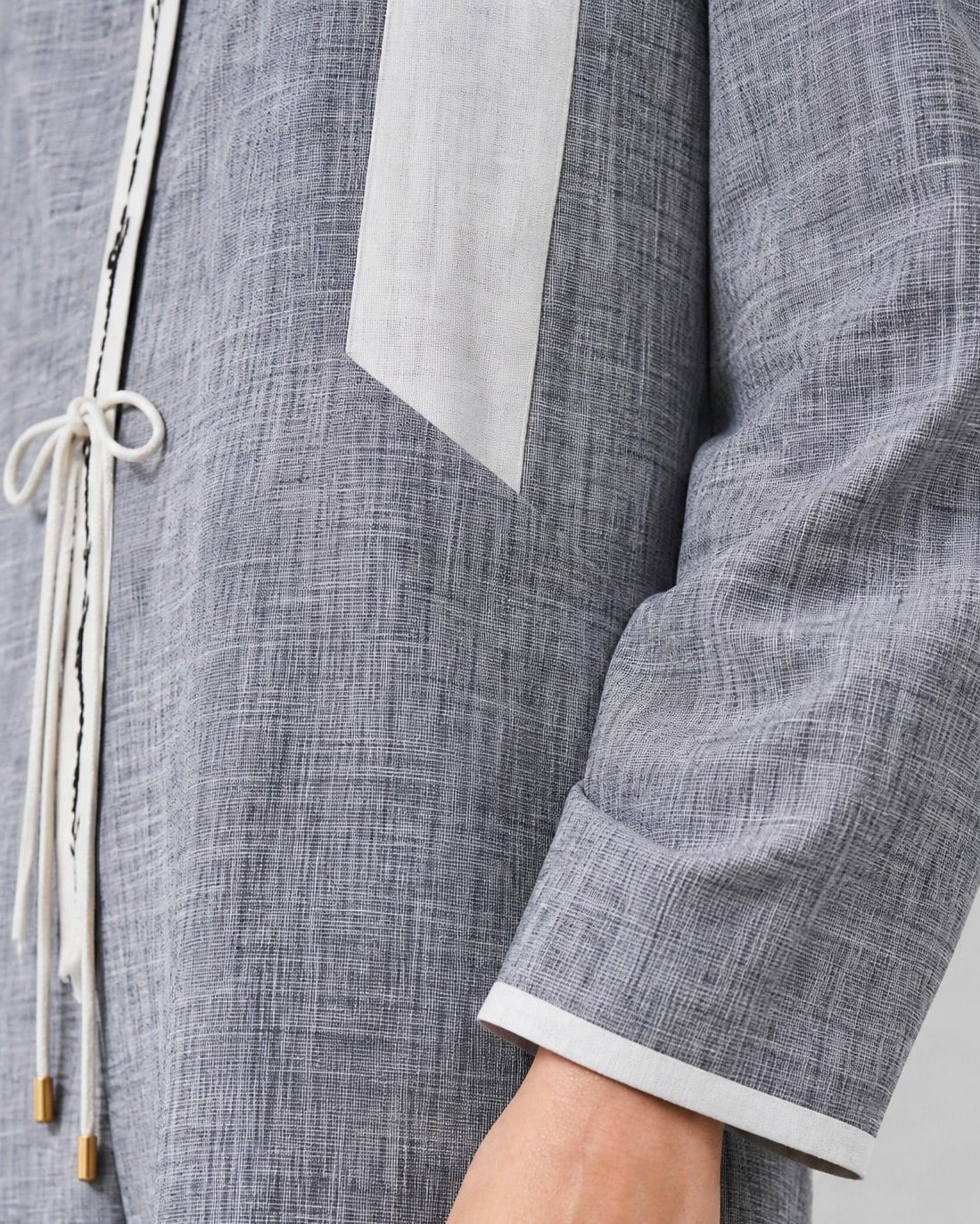 CODE-0377 – Gray Cotton Mix Abaya – Product image 3
