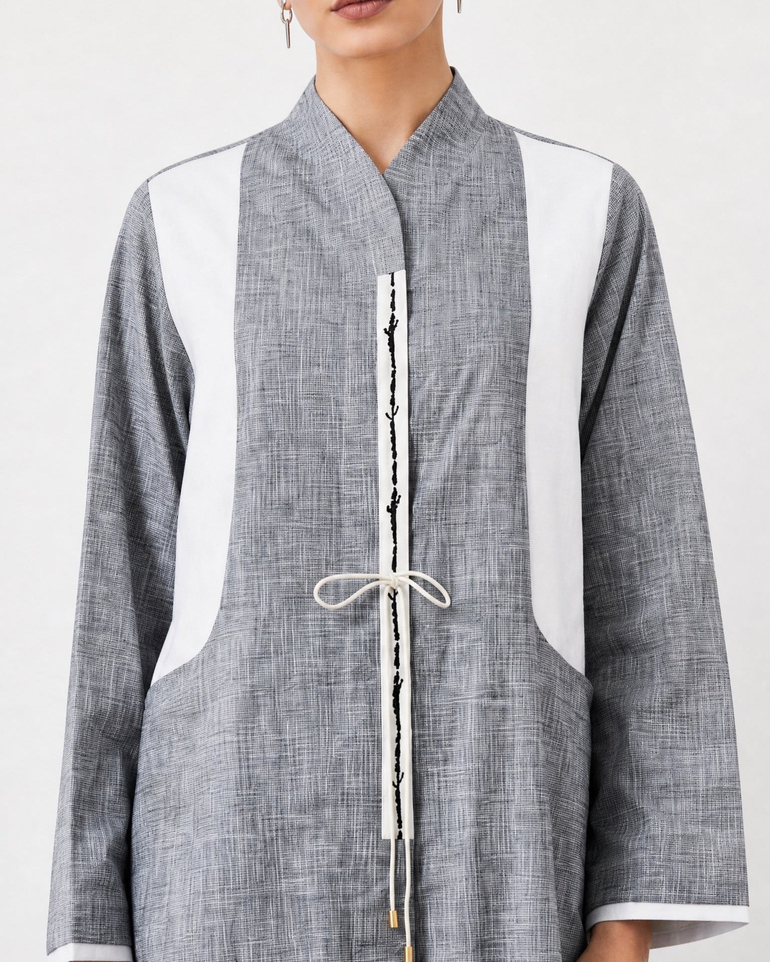 CODE-0377 – Gray Cotton Mix Abaya – Product image 2