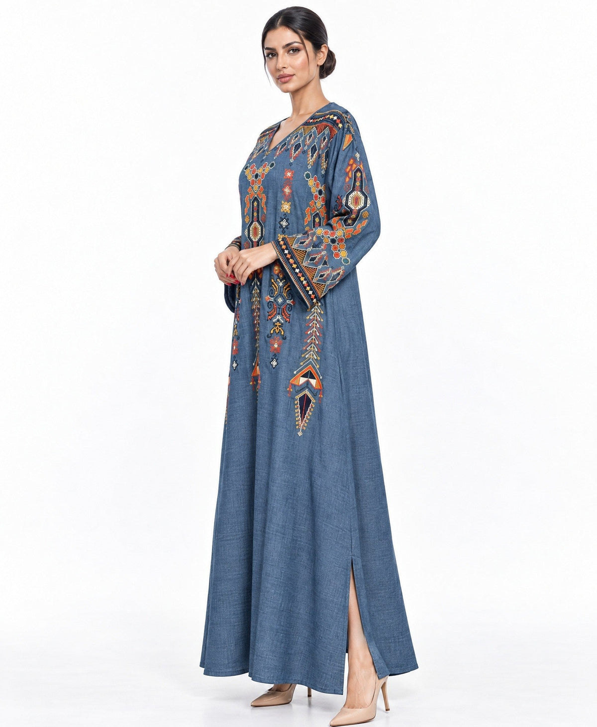 Falahi – Blue Cotton Kaftan - ZAYLOONA - MIRA Y MANO
