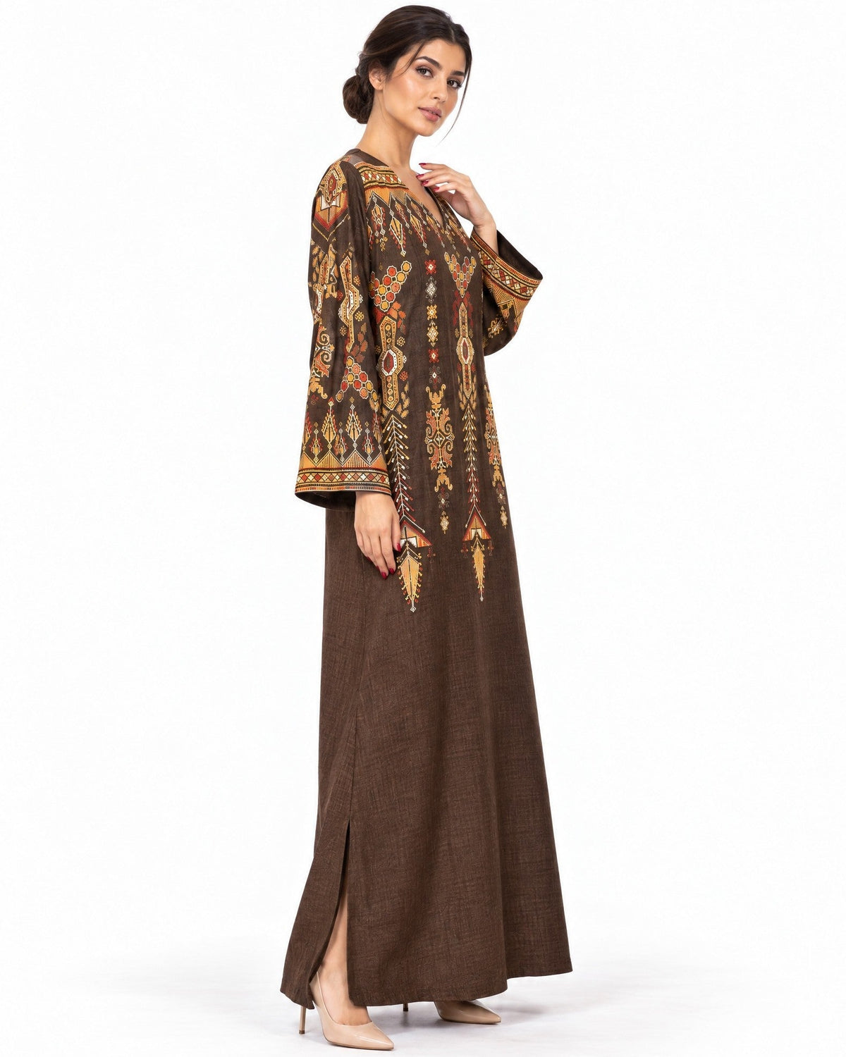 Falahi – Brown Cotton Kaftan - ZAYLOONA - MIRA Y MANO